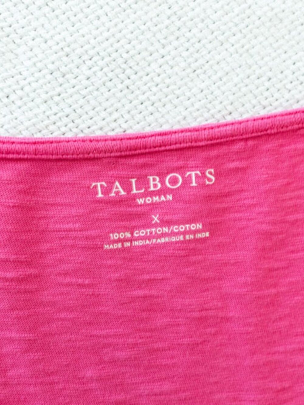 Talbots Pink Tassel Top XL Eyelet Hem Boho Cotton Tunic 3/4 Sleeve Peasant - Picture 2 of 13